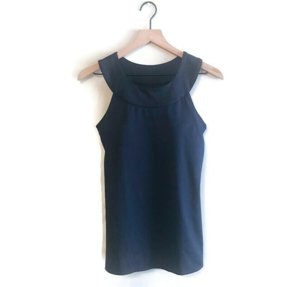 Athleta Navy Blue 2in1 Sports Bra Tank Top spf 50